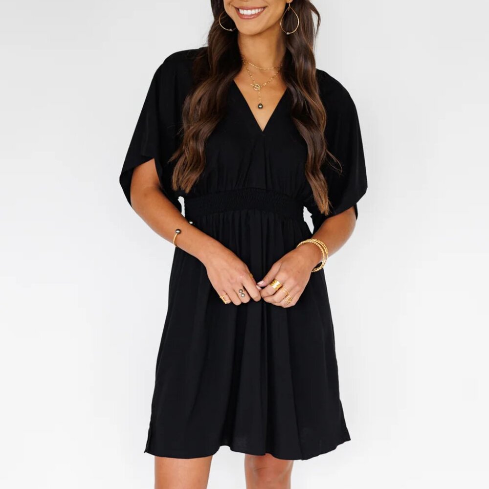 Keani Hawaii Flynn Dress - Solid Black Size XL